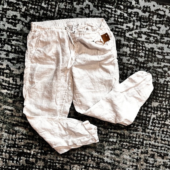White Spring Drawstring Pants Medium - Picture 1 of 4